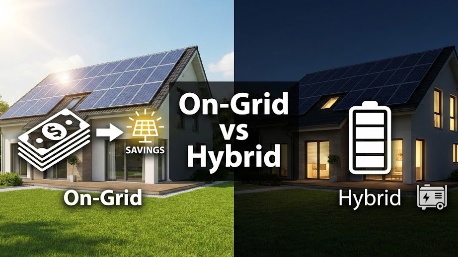 On-Grid vs Hybrid Solar System Comparison in Pakistan - Savings vs Battery Backup