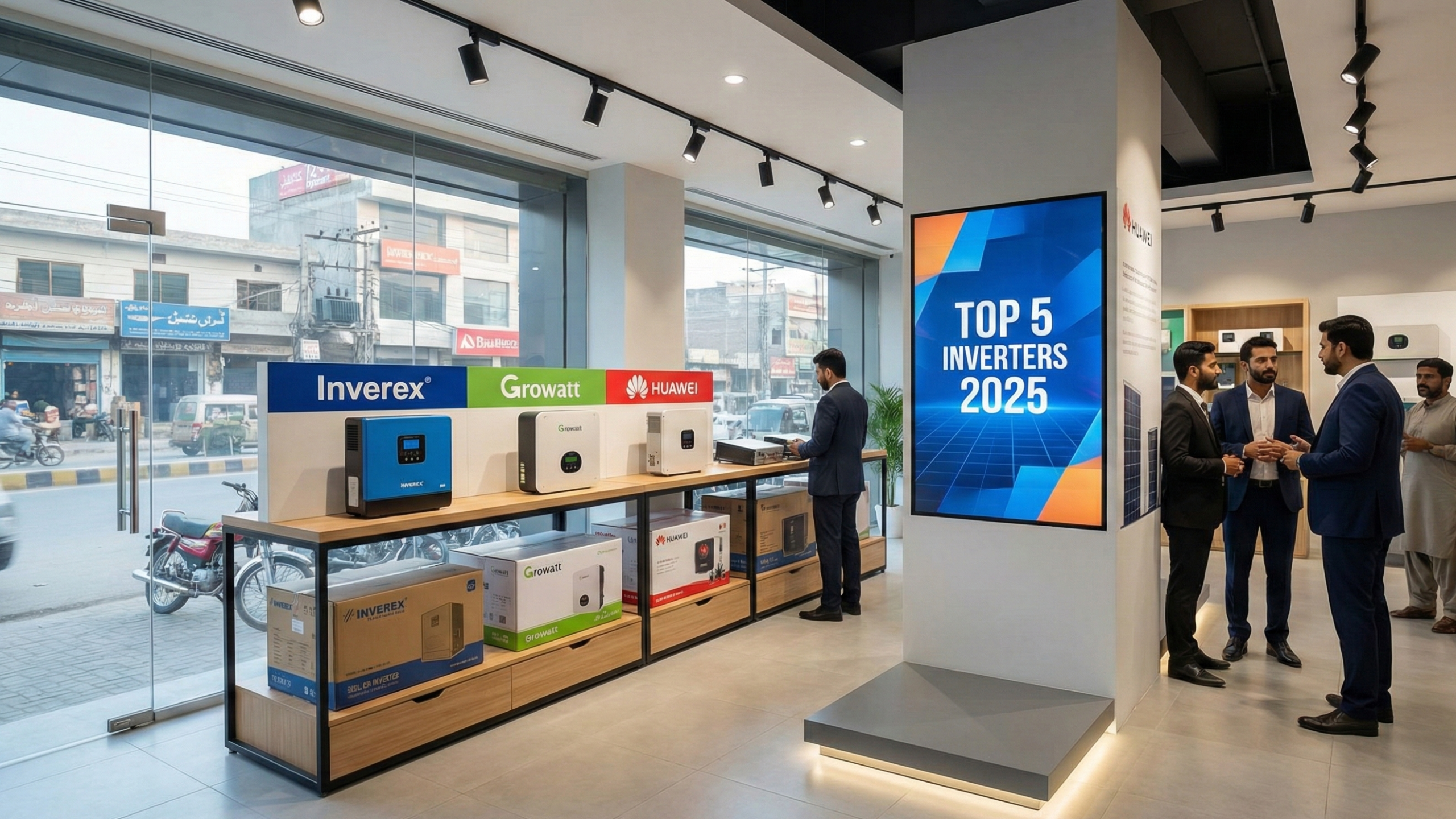 Top 5 Best Solar Inverters in Pakistan 2025 - Inverex, Growatt, and Huawei on display