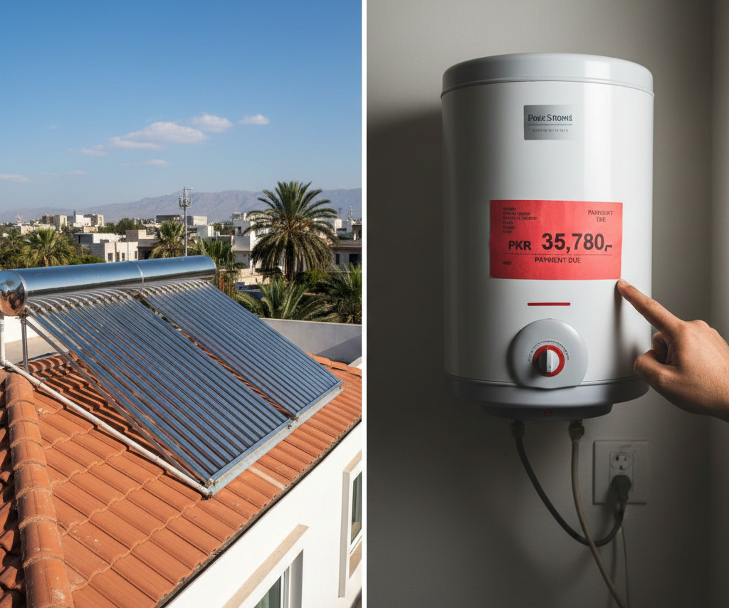 Vacuum tube solar water geyser vs electric geyser comparison for bill saving in Pakistan